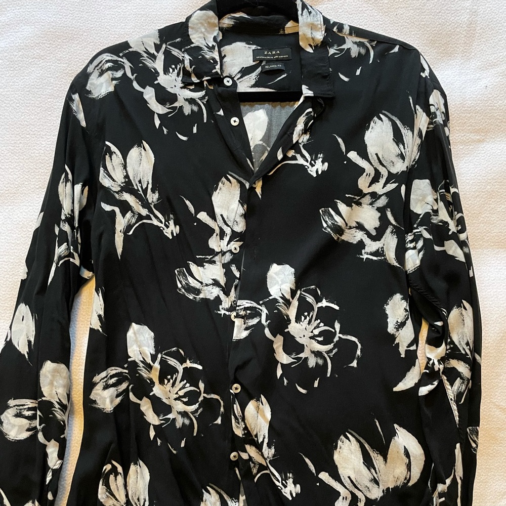 Zara relaxed fit viscose shirt, size M